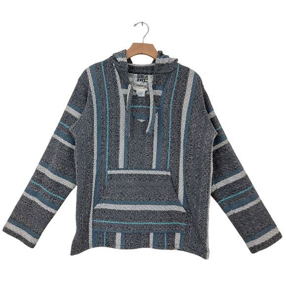 Original Senor Lopez Baja Hoodie Mens Medium Gray Pullover Hippie Boho Cotton - Picture 1 of 13